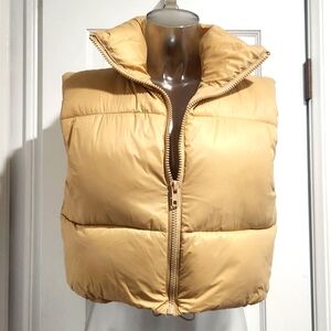 Tan Khaki Puffer Vest Sz M